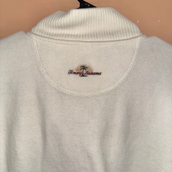 Tommy Bahama Vintage Men's White Cream Cotton 1/4 Zip Sweater Size Medium - Picture 4 of 11